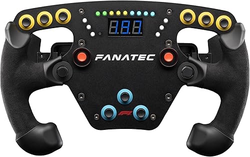 Fanatec Sim Racing ClubSport Steering Wheel F1 Esports V2 – Officially Licensed Formula 1™ Product, Alcantara Grips, LED Display, Magnetic Paddles, Integrated Vibration Motors – PC