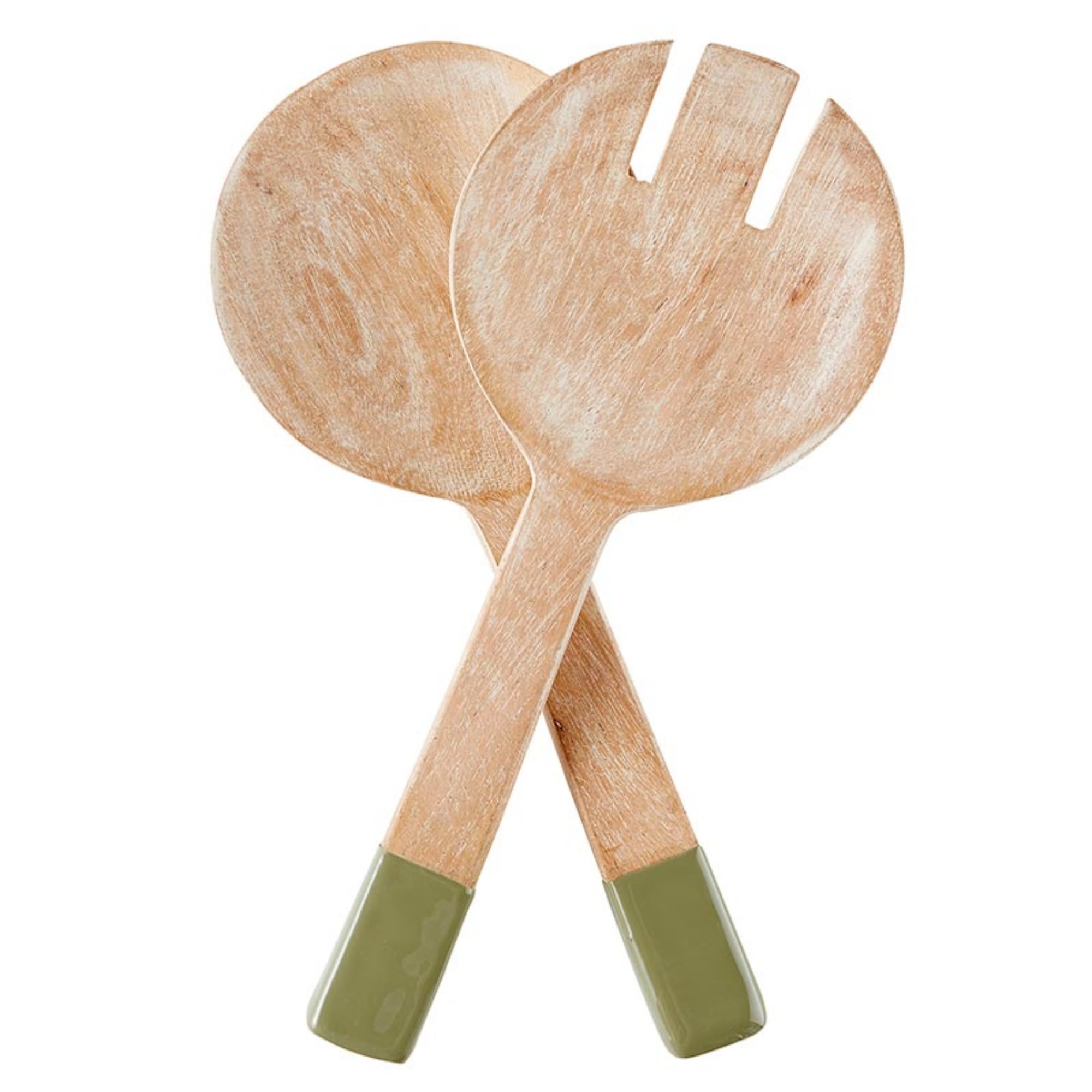 Santa Barbara Design Studio P2287 Salatbesteck Servierset aus Akazienholz und Emaille, Holz – Akazie, Natur und Grün
