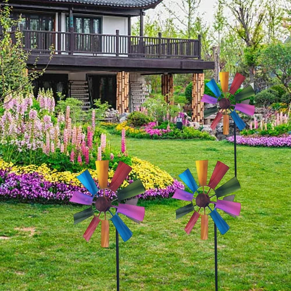 Whychstore Molino de viento de metal, molinillo de viento de jardín con rotación de para 360 grados para decoración de jardín al aire libre, como patio, jardín y patio, N3O9H21J6T5D9W4U75UF0HO0H50U4