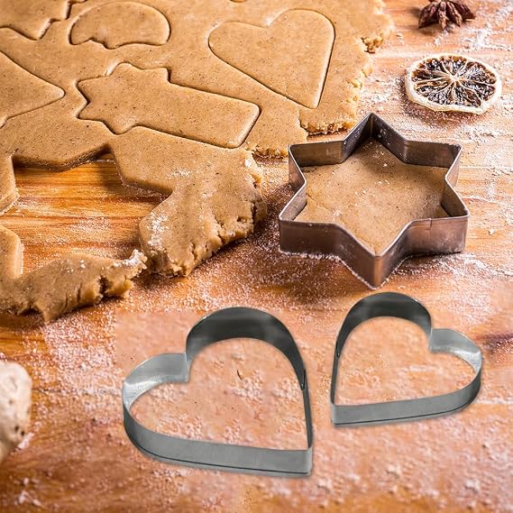 Armo® 12 Pieces Stainless Steel Cookie Cutters Shapes Biscuit Baking Molds Heart, Flower, Star Shaped Baking Small Cookie Cutters