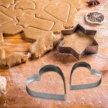 Armo® 12 Pieces Stainless Steel Cookie Cutters Shapes Biscuit Baking Molds Heart, Flower, Star Shaped Baking Small Cookie Cutters