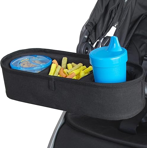 Habitat Bandeja universal para refrigerios para cochecito con portavasos aislado, compartimento dividido con correas antideslizantes seguras,