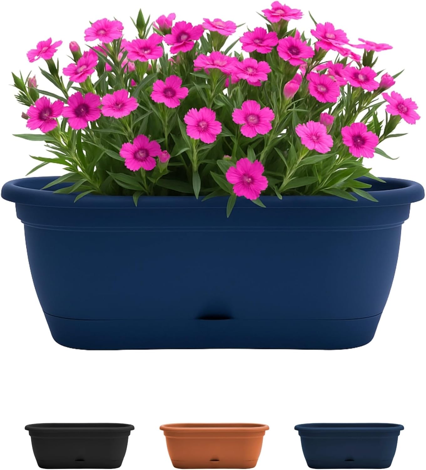 Bloem: Lucca Self Watering Window Box Planter: 18" - Charcoal Gray - Durable Long Lasting Plastic Pot, Indoor Outdoor Use, Gardening, 2.5 Gal Capacity