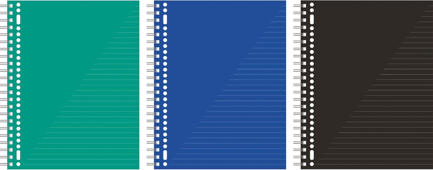 College Notepad A4 Pack of 3 80 sheets, 60 g. Green, Blue and Black