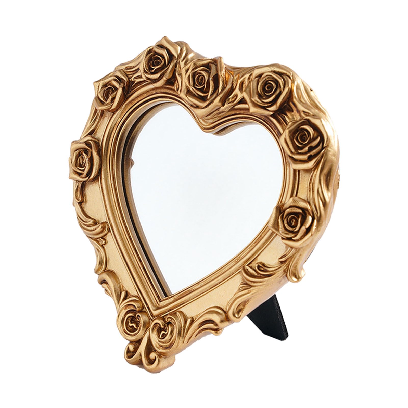 LWHZOFR Tabletop Decorative Accent with Heart and Rose Embossed Frame, Resin Vanity Glass for Bedroom and Dresser Us Tabletop Decorative Accent