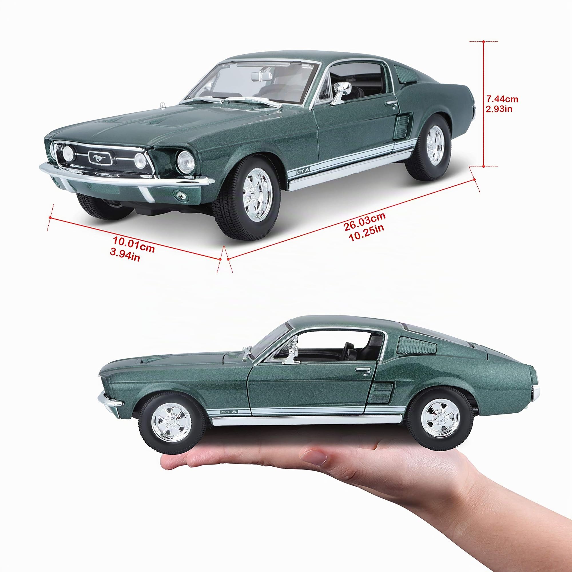 Maisto 531166 - 1:18 Ford Mustang Fliessheck 1967, Verde