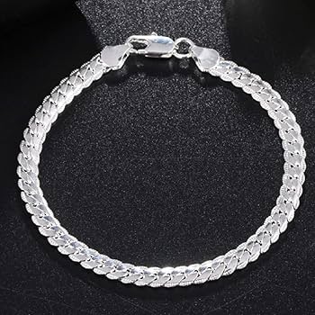 Amazon.com: Lzz 925 Sterling Silver Bracelet Italy 5mm Solid