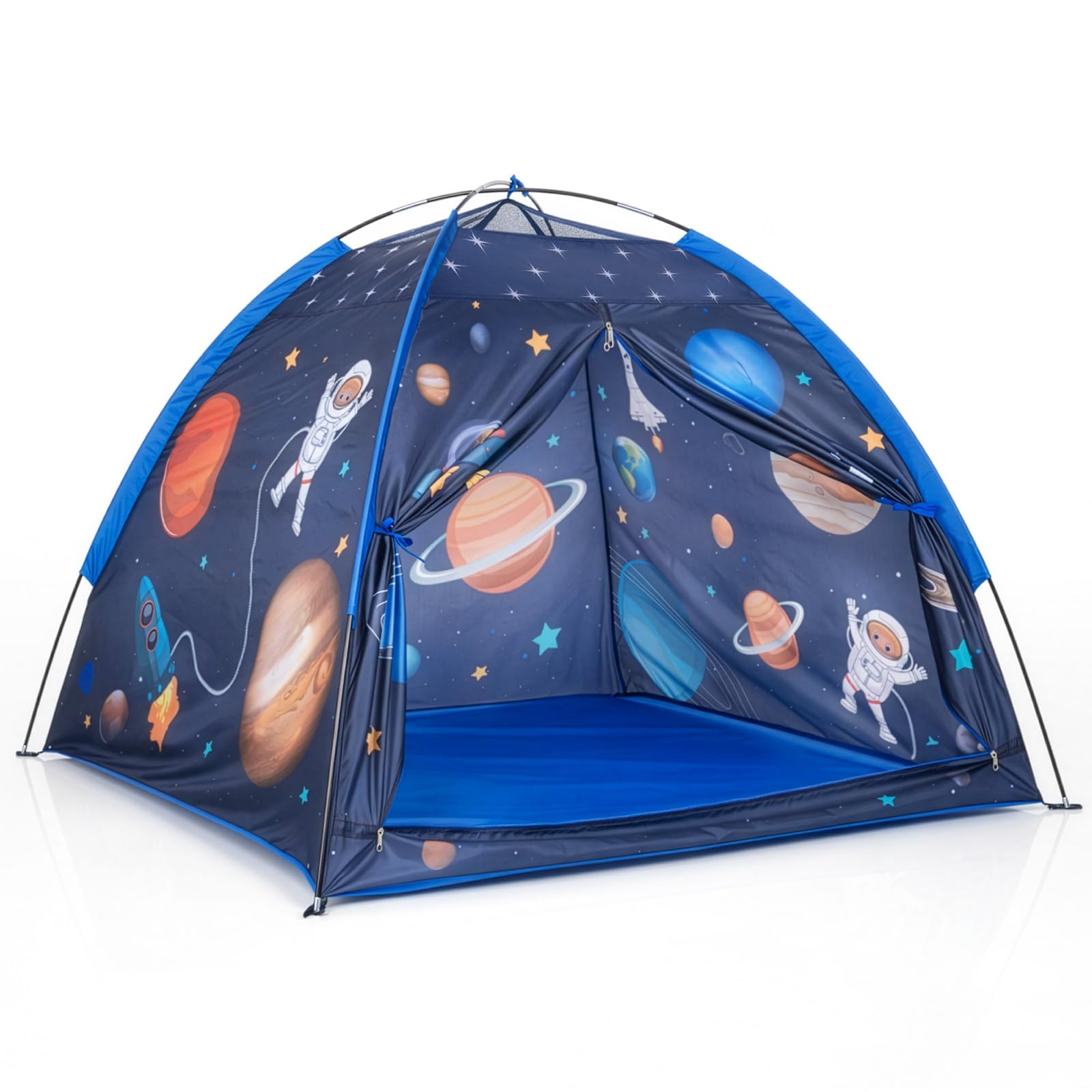 SUNNYNEST Kids Tent 125x120x100cm Bed Tents for Boys and Girls Prince Castle Play Tent for Boys Toddlers, Large Space Theme Pop Up Tent with Glow in The Dark Stars, Indoor Outdoor Playhouse with Car