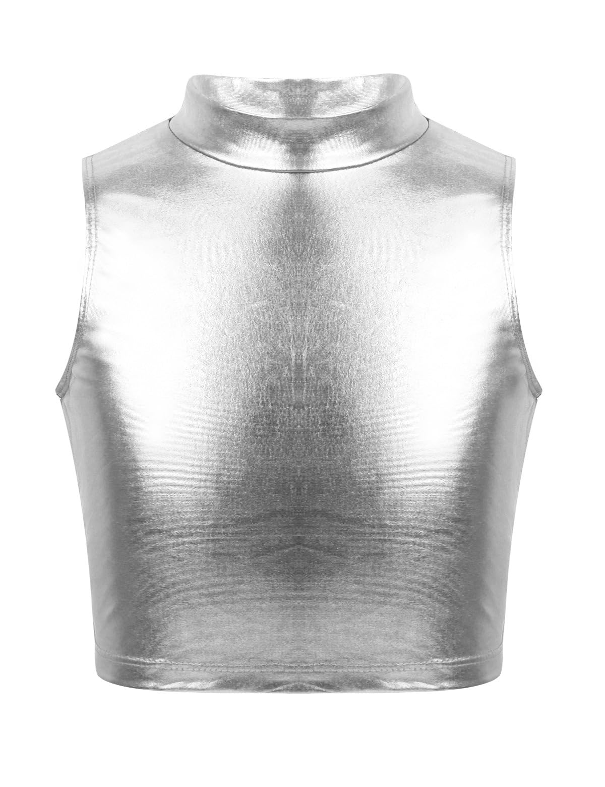 IEFIEL Crop Top de Danza Brillante Niña sin Manga Camiseta Corta de Deportiva Gimnasia Rítmica Yoga Fitness Disfraz de Bailarina 2-16 Años