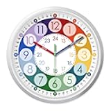 XFM Learning Clock for Kids 8 Inch Silent Wall Clocks Battery Operated Colorful Teaching Time Clock Small Analog Clock for Kids Room Classroom School Playroom
