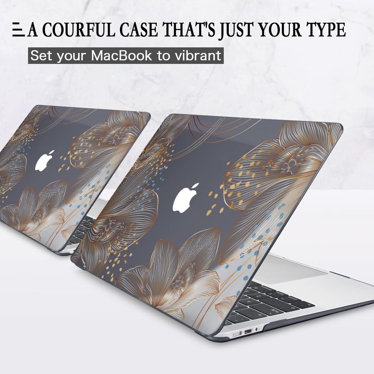 CISSOOK Compatible with MacBook Air 13 inch Case Models: A1369 & A1466, Older Version 2010-2017 Release, Plastic Hard Shell Case & Keyboard Cover Protector for MacBook Air 13.3", Gorgeous Gold Floral