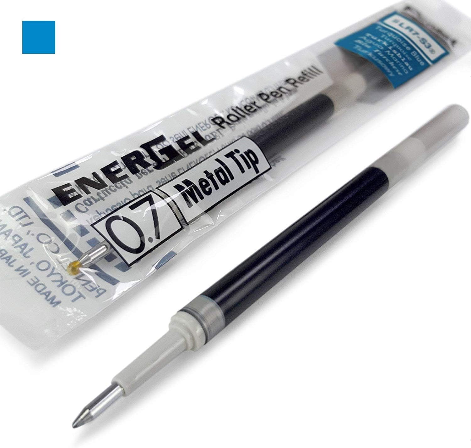Box of 12 x PENTEL Energel 0.7mm Refill Metal Tip LR7 - Fits Energel Xm, BL77/BL57/BL37 - Turquoise Ink