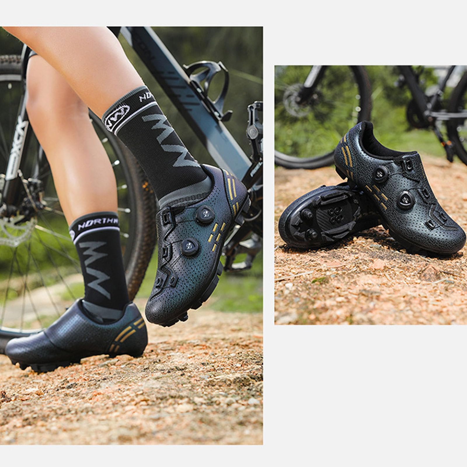 Scarpe da Ciclismo MTB Uomo & Donna, Scarpa Mountain Bike Compatibile con Shimano SPD 2-Bolts Pedals All'aperto per Bici Scarpe da Equitazione