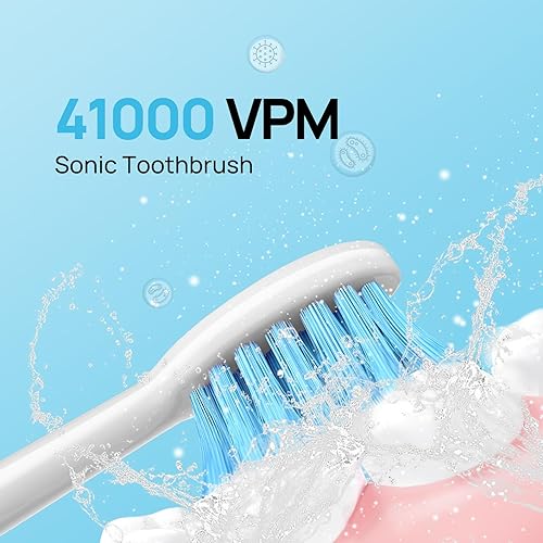 Miniatura 3 de Hyslor Paquete de 2 cepillos de dientes eléctricos, cepillo de dientes eléctrico sónico para adultos con 8 cabezales de cepillo y cubiertas, cepillo