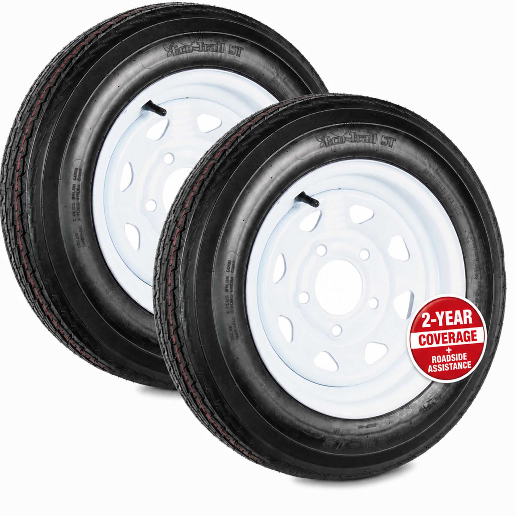 eCustomrim 2-Pack Trailer Tire Rim Assembly 4.80-12 480-12 4.80 5 Lug White