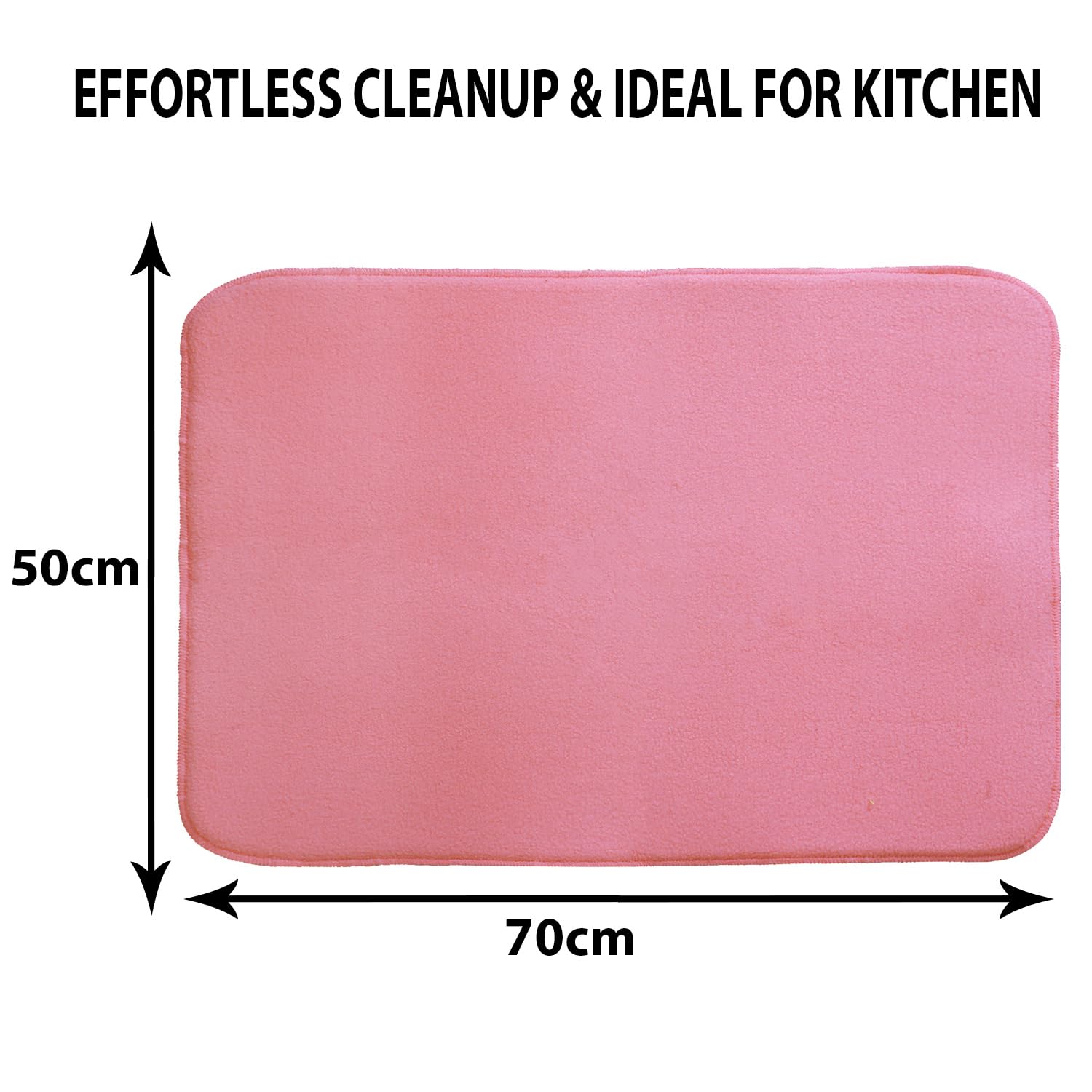 Kuber Industries Microfiber Dish Drying Mat - Reversible, Absorbent Kitchen Mat - 50x70 - Pink 1
