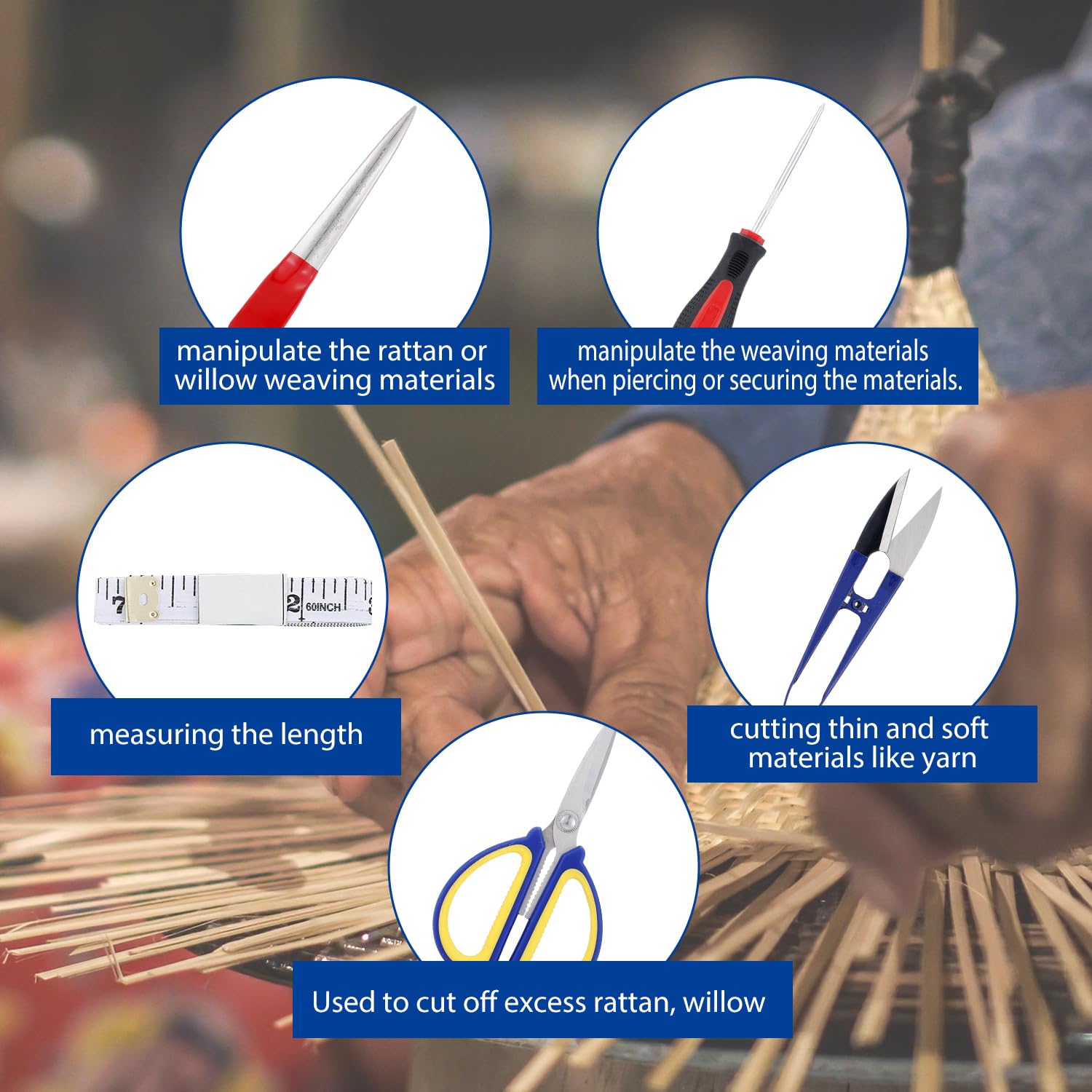Kit De Reparación Para Muebles De Mimbre Y Ratán - Herramienta De Acero Inoxidable, Para Tejer Y Arreglar