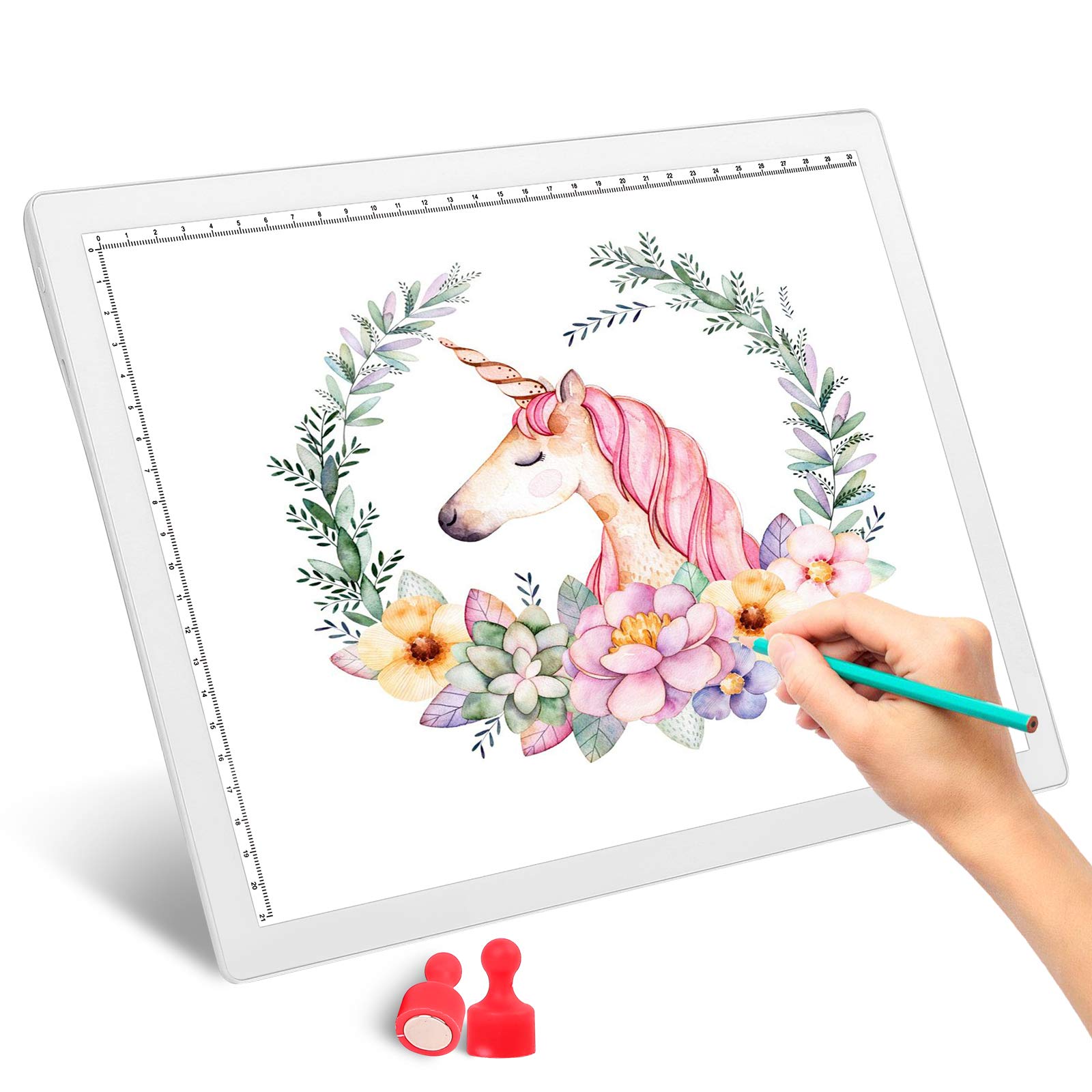 JOEAIS Rechargeable A4 Tracing LED Copy Board Light Box, Battery Powered Artcraft LED Trace Light Pad Portable Tracer Light Table for Streaming, Sketching, Animation, Diamond Painting (White)