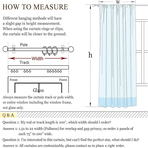 Miniatura 6 de TWOPAGES Cortina blanca para oscurecer la habitación, 96 pulgadas de largo, cortina de lino de poliéster 4 en 1 para ventana, bolsillo para barra,