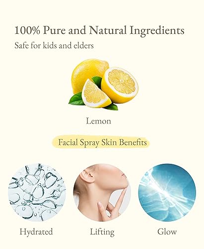 Miniatura 2 de Aceite esencial de limón orgánico en espray de humedad facial para hidratación para piel seca y dañada, cabello, cara, cuerpo, tratamiento para piel