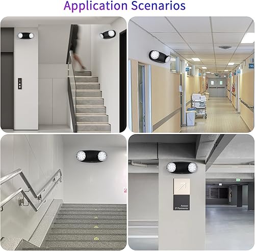Miniatura 5 de TANLUX Luces de emergencia LED con respaldo de batería, luces de emergencia comerciales ajustables de dos cabezales, certificación UL, CA 120277 V,