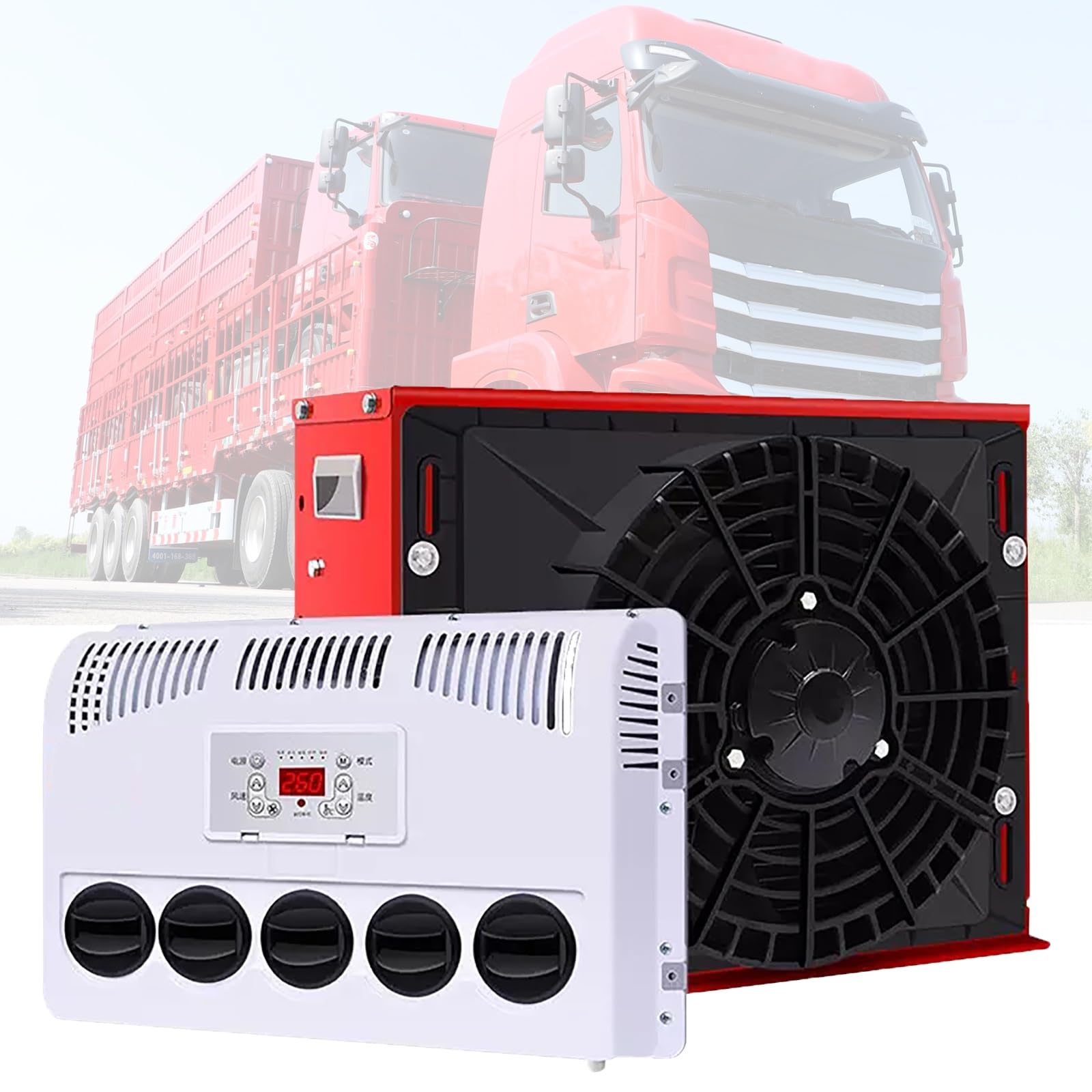 MESOVFCA 24V Portable Air Conditioner, Universal Split AC for Semi Trucks, Buses, Caravans & Excavators, Low Noise Cooling with Remote Control