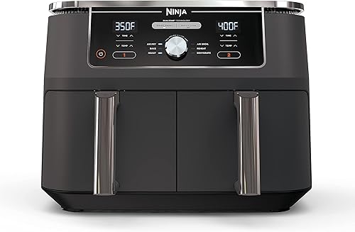 Ninja DZ401 Foodi - Freidora de aire 6 en 1 DualZone XL de 10 cuartos de galón con 2 cestas independientes, combina con cocina y acabado inteligente