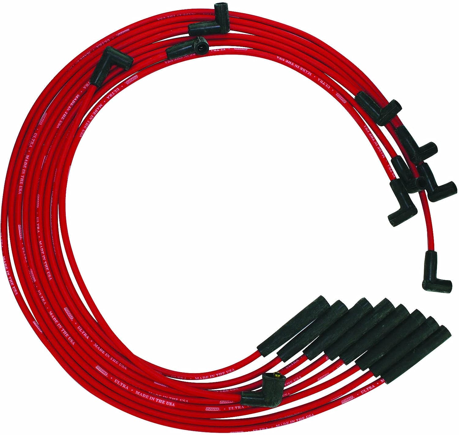 Moroso 52060 Ultra Series Red Spark Plug Wires, Mopar Chrysler 361/383/400/440, Straight Plug Ends, HEI Distributor