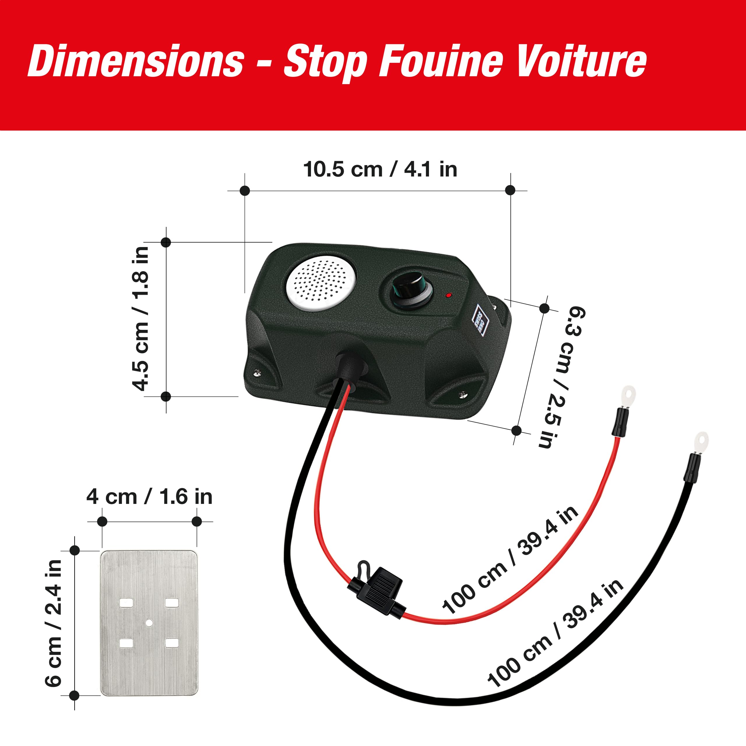 SWISSINNO Anti-Martres de Voiture, Ultrason Anti Rongeur pour Voiture Martres Repeller Repulsif Parfait pour Fouine Grenier, Maison, Jardin, Garage, Alimentation 12V Connexion à La Batterie de Voiture