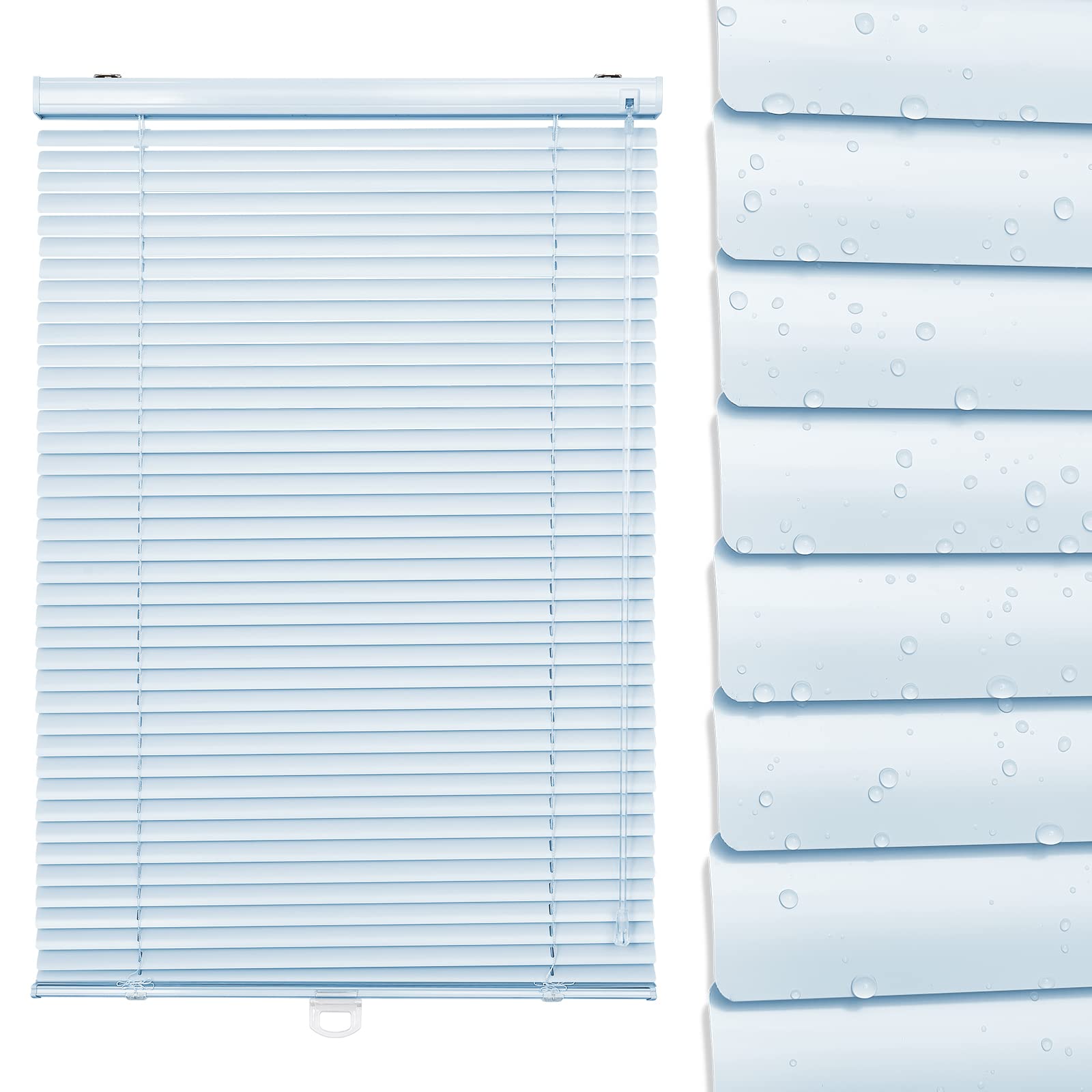 UrMoon Venetian Blinds, Easy Fit Window Blackout Blinds Shutters Twist Open Close Windows Treatment for Home Office (Blue, 40cm W x 122cm H)