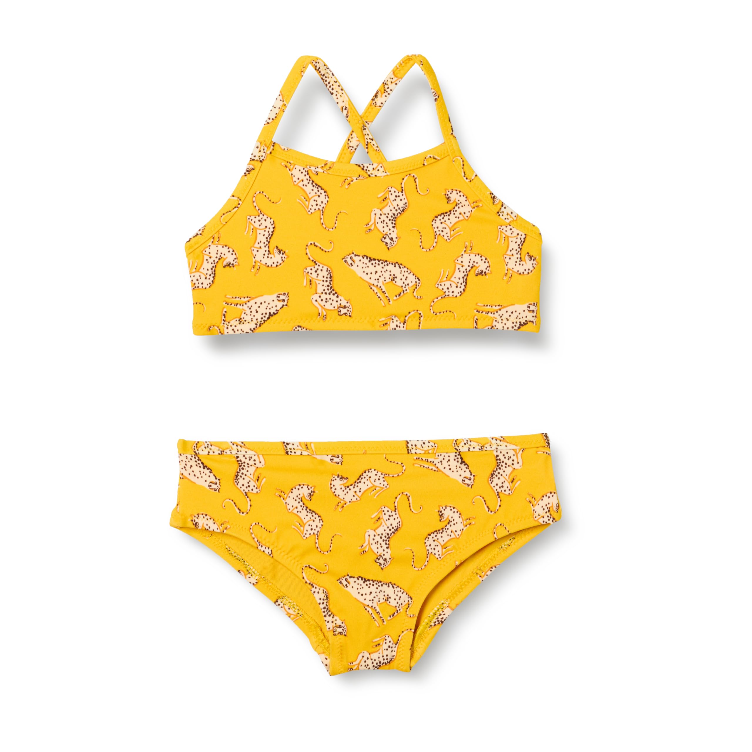 Amazon Essentials Niñas Conjunto de Bikini 6-7 años Amarillo Dorado Beige Leopardo