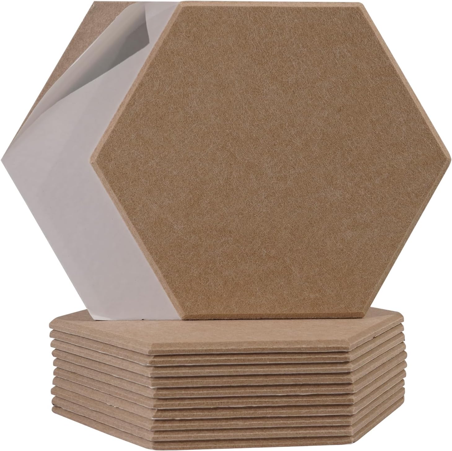 Paquete de 12 paneles acústicos autoadhesivos insonorizados hexagonales, 14 x 12 x 0.4 pulgadas, paneles de pared acústicos de alta densidad para