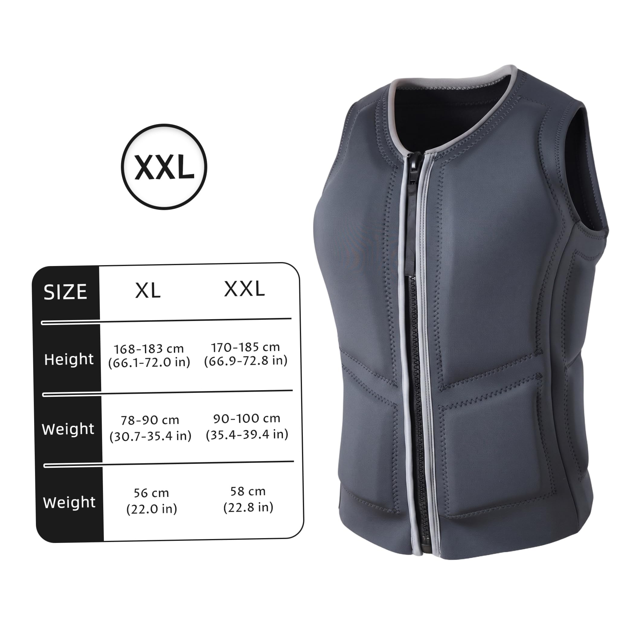 Gilet de Sauvetage Wakeboard Adulte, Gilet de Sauvetage à Fermeture éclair, XL