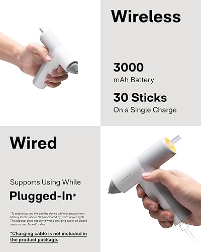 Miniatura 4 de HOTO Easyflow - Pistola de pegamento caliente con 40 barras de pegamento, dispensación automática, uso inalámbrico y con cable, mini pistola de