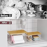 Vista 5 de Delamu Acrylic Trash Bag Holder, 2 Pack (XL+S) Stackable Garbage Bag Dispenser, Clear Organizer Bins for Under Sink Organization, Pantry Storage