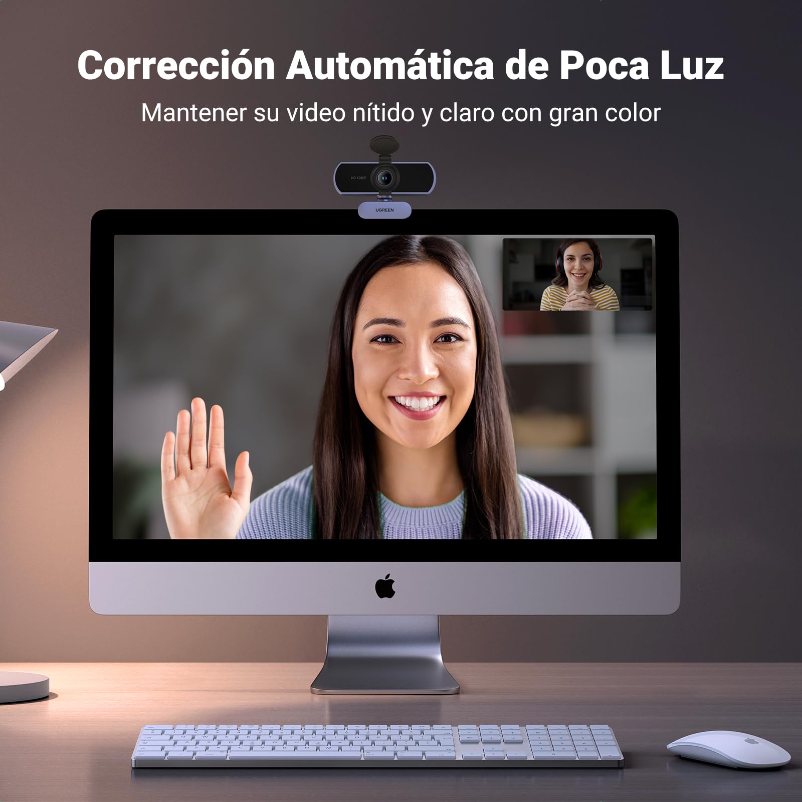 UGREEN Webcam Full HD 1080P 30FPS USB A PC Cámara 2 Micrófono Incorporado 85° Ángulo de Visión para Windows MacOS Linux Soporta Youtube Streaming Video Calling Zoom Videoconferencia(Gris)