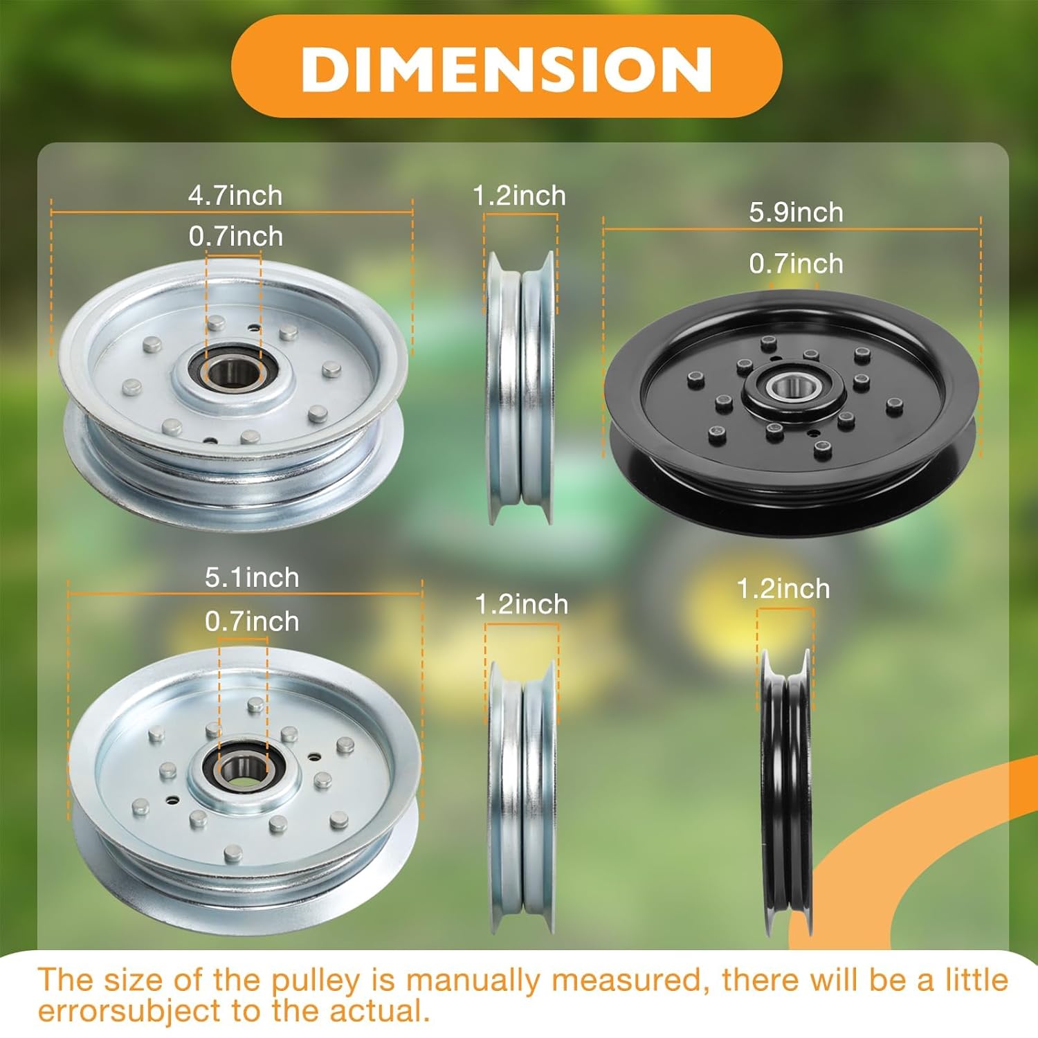 Flat Idler Pulley Compatible with John Deere Z245 Z255 Z355E Z425 Z435 Z445 with 48" 54" Deck, Idler Deck Pulley Replaces# AM135526 AM128118 AM143737/AM136693