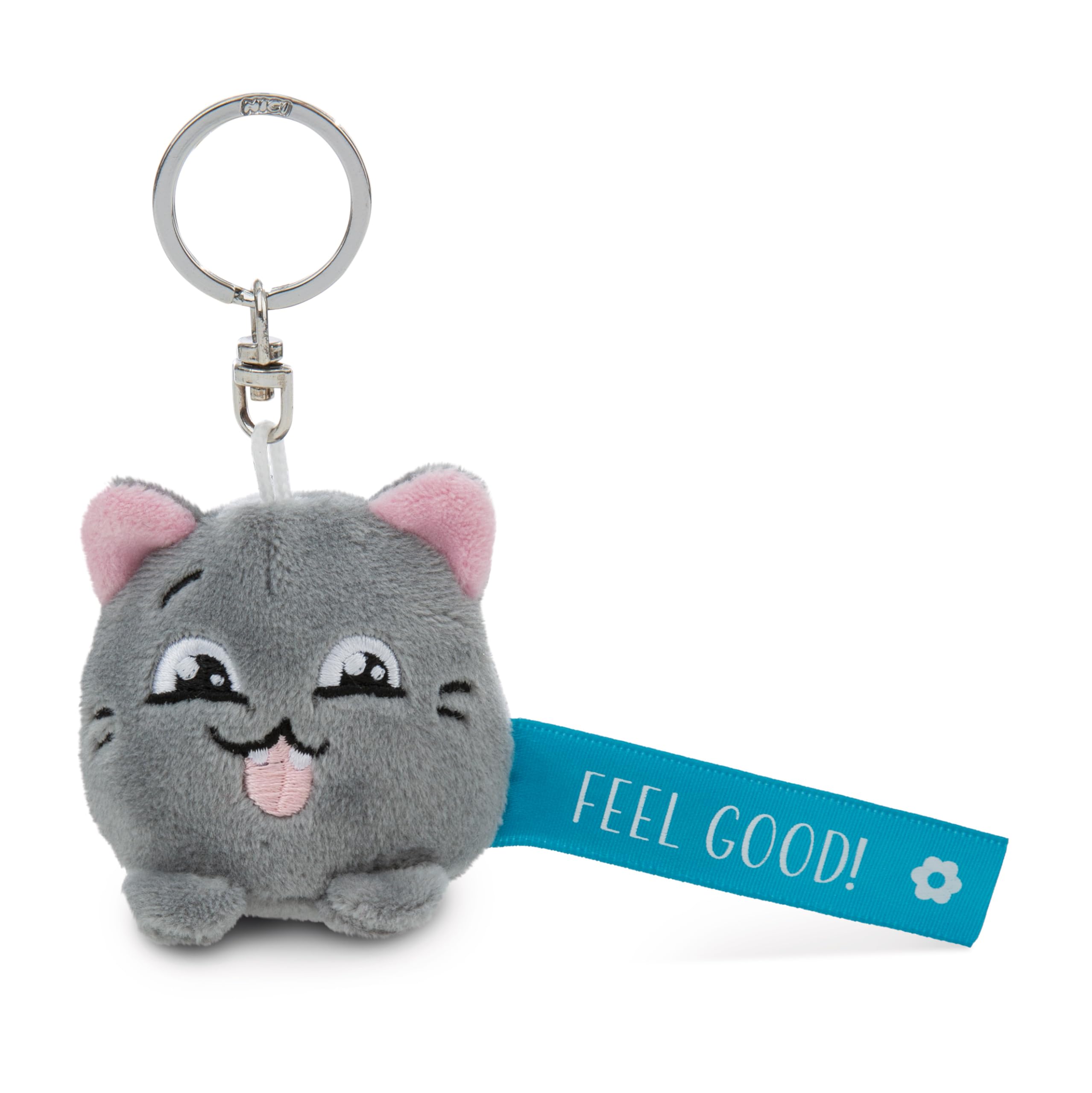 NICI Keyholder cat Feel Good! 5cm - grey - A loyal companion for backpacks or bags, keychain for key rings & key holders for all ages | 62057