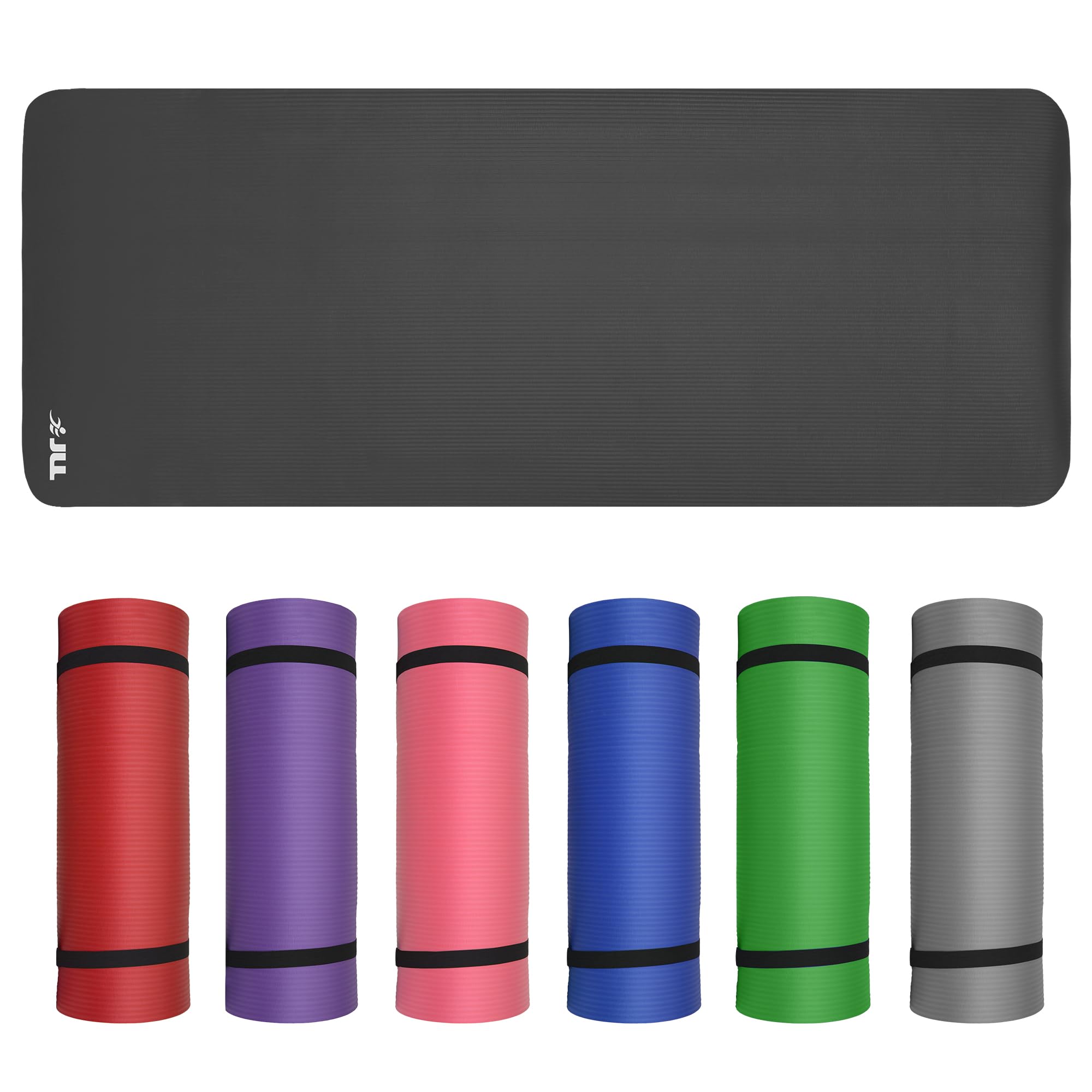 JLL Yoga Mat Extra Thick 15mm Non-Slip Pilates Workout Exercise Mat, Ideal Camping Mat(Black) — image 1