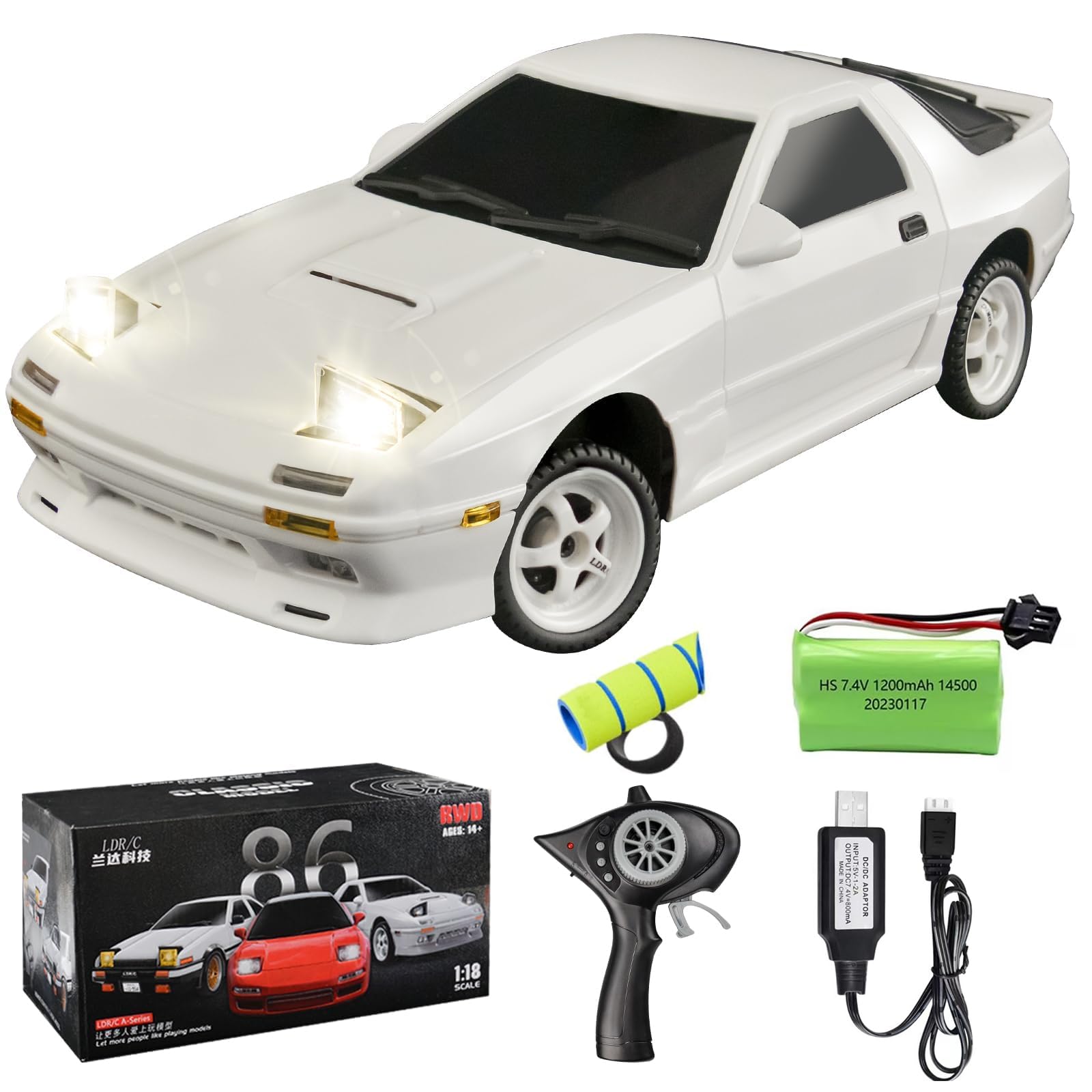 Amazon.com: LEOSO LD1802 1/18 RC Drift Car AE86 RC Car Initial D