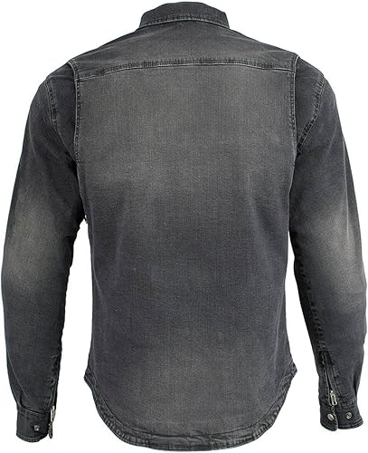 Miniatura 7 de Milwaukee Leather MPM1620 - Camisa de franela negra para hombre con armadura aprobada por la CE, reforzada con fibras de aramida