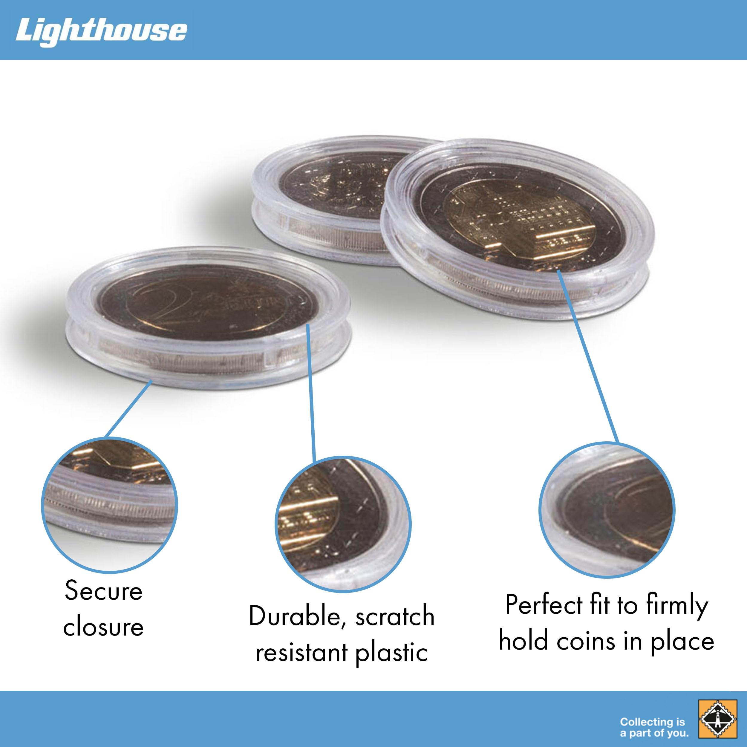Leuchtturm - ULTRA coin capsule Perfect Fit for Krugerrand/ Britannia 1 oz Silver 10 pieces