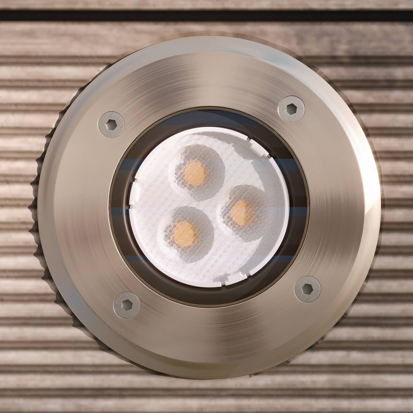 Lucande Bombillas LED foco empotrable de suelo exterior en acero | luz de suelo ip67 estanco al polvo y sumergible temporalmente, 3 fuentes de luz, moderno, 3000 k blanco cálido, de vidrio,