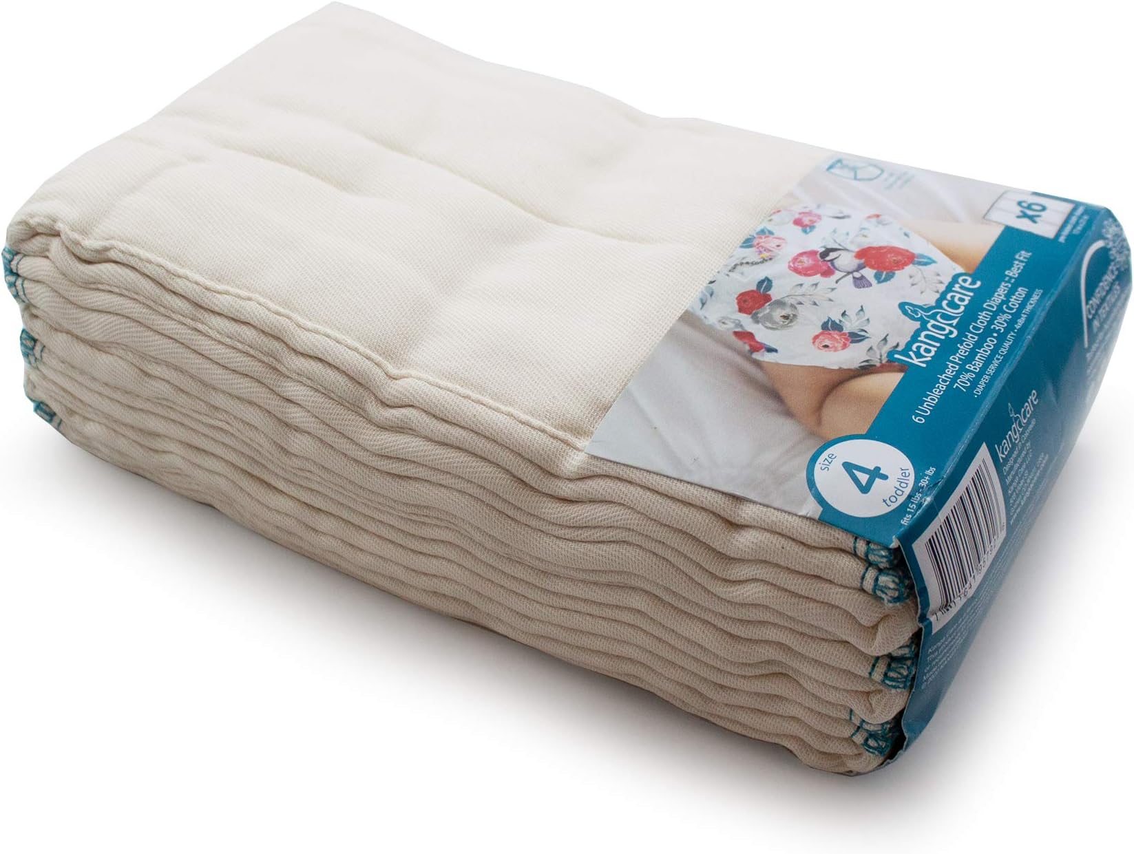 Kanga Care Bamboo Prefold Cloth Diapers (6pk) - Size 4 : Toddler