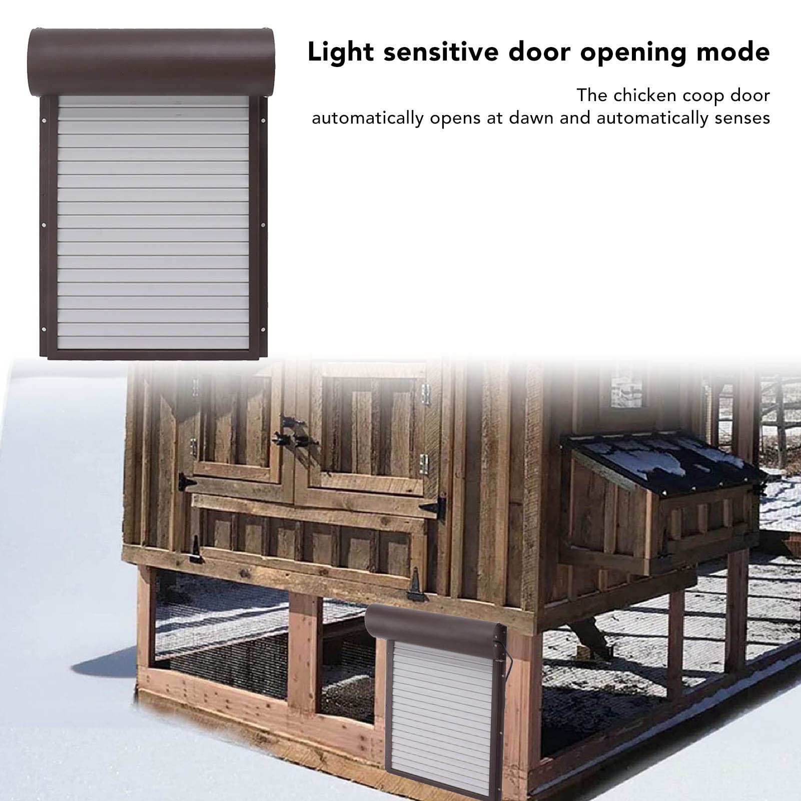 Puerta AUTOMÁTICA para GALLINERO con ENERGÍA Solar, Segura, Duradera, FÁCIL DE Usar, CÁMARA, DETECCIÓN REMOTA, Ideal para Aves DE Corral (Marrón)
