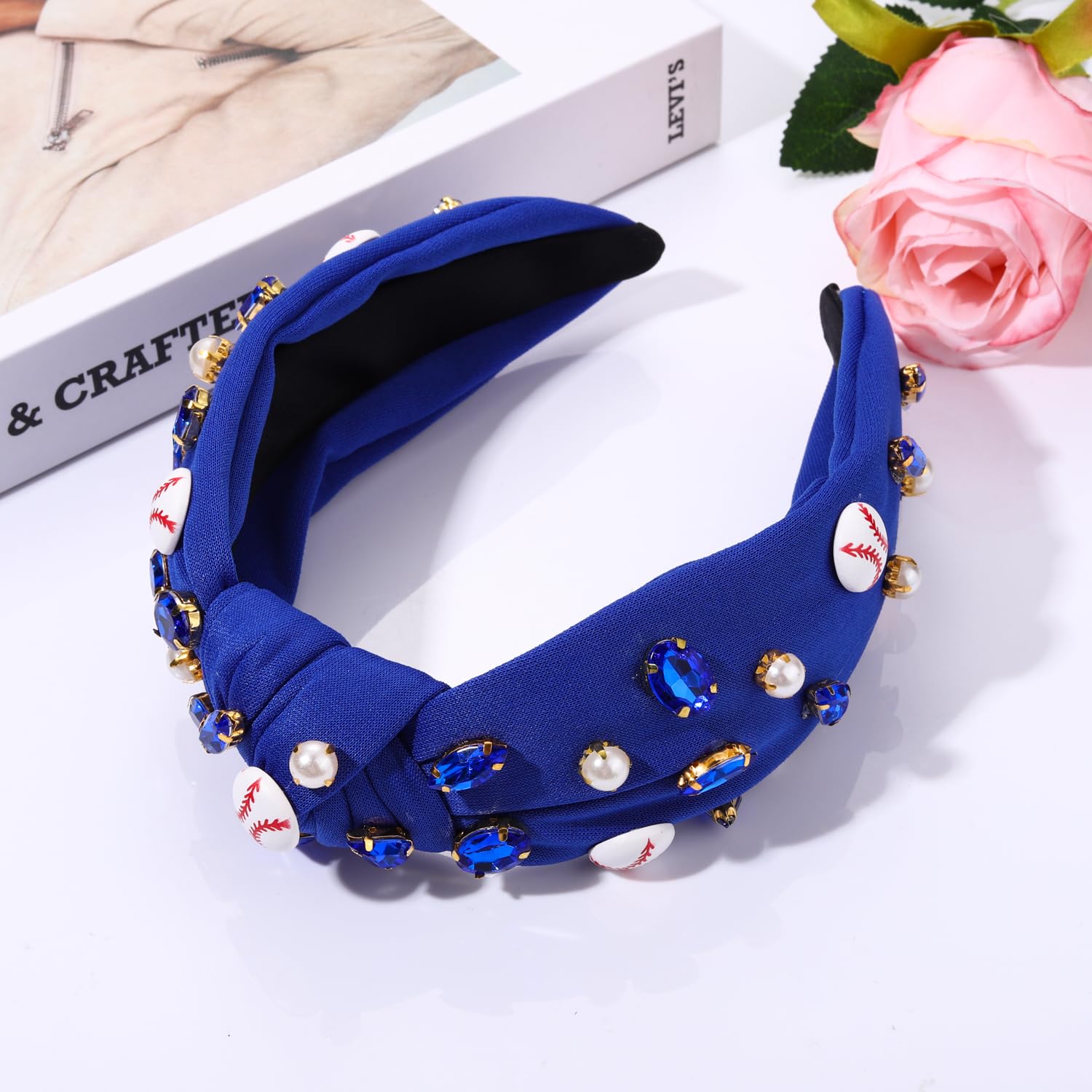 Baseball Headband Women Crystal Knotted Sports Hair Accessories Gift Amazon.com : boderier Baseball Headband Hair Accessories  main image 3