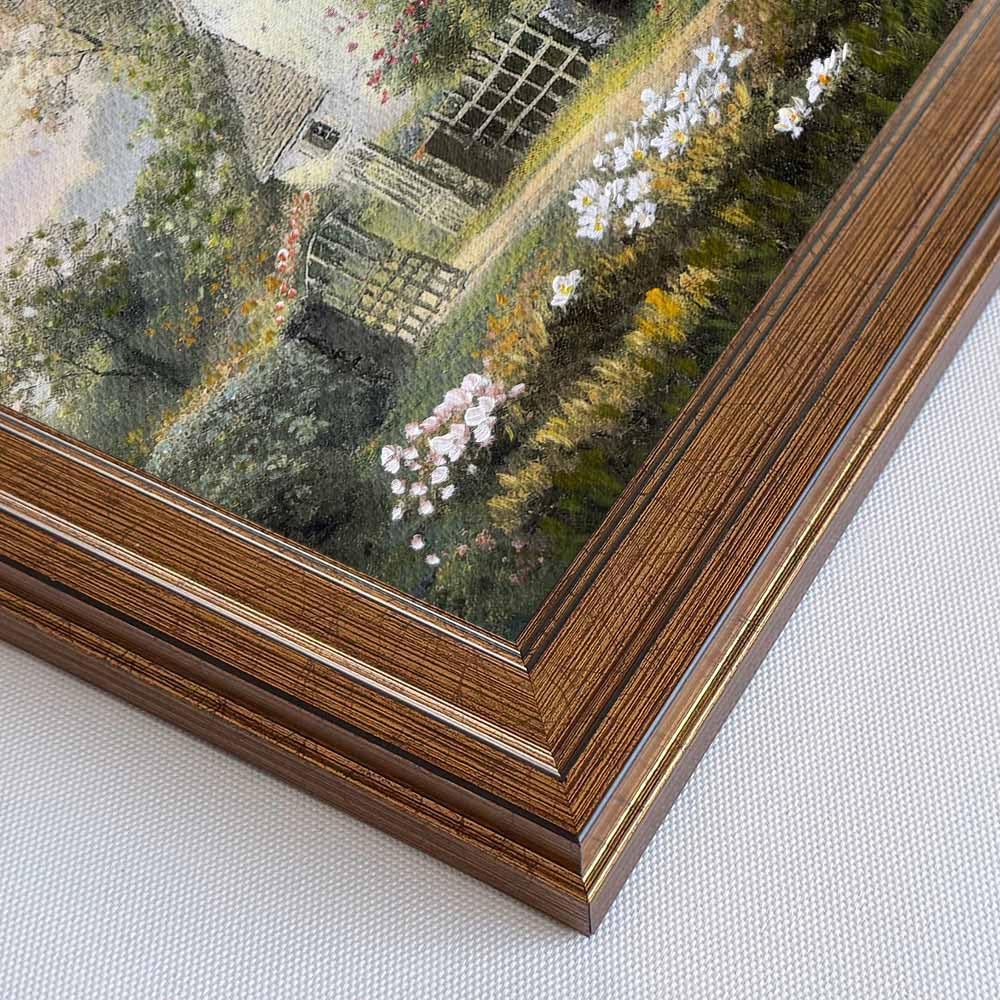 Gold Framed Vintage Wall Art Classical French Village Garden Painting Canvas Print Bedroom Dining Room Farmhouse Wall Decor (cottage, 16" L x 12" W)