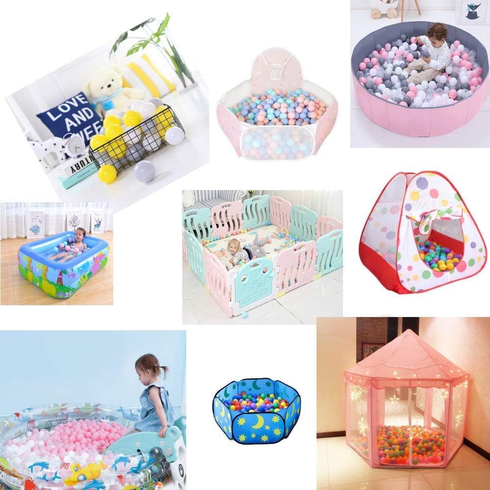 Kaptin 5.5cm 100PCS Ball Pit Balls Soft Plastic Kids Play Ball, Ocean Ball, Kids Ball Swim Pit Toy Ball Tent Toddler Ball Play Balls for Indoor & Outdoor (Dary Gray+Light Gray+White)