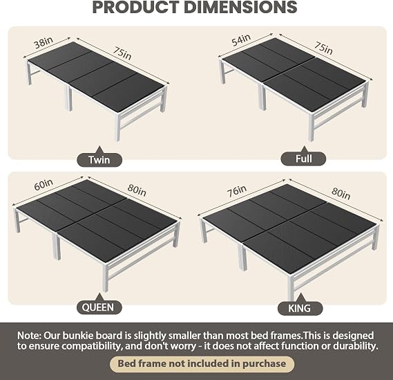 76x80'' King Size Folding Bunkie Board, Black Under Mattress Support Board