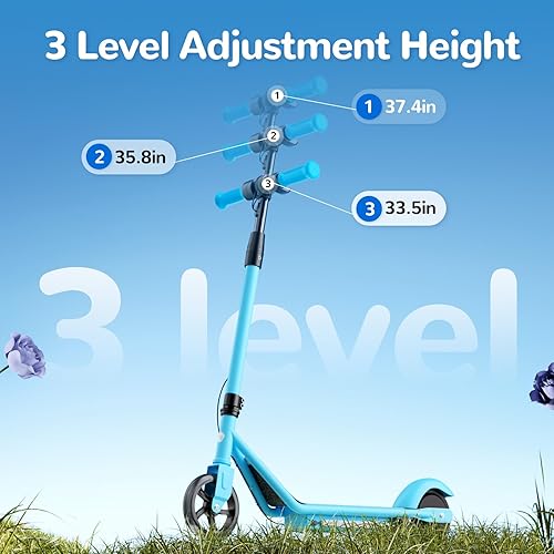 Miniatura 3 de isinwheel Patinete eléctrico para niños de 6 a 12 años, motor de 150 W, velocidades de 610 MPH, luces coloridas, altura ajustable, scooter eléctrico